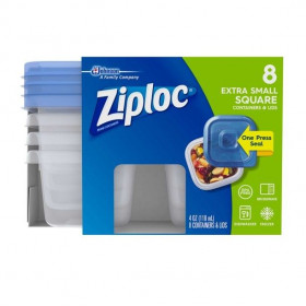 ZIPLOC CONT W/LID ONE PRESS 4OZ 8PK 6/CS SQUARE-70931